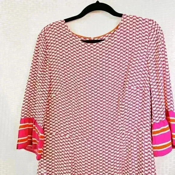 Boden Size 8 Pink and White Flutter Sleeve Dress - Picture 5 of 13